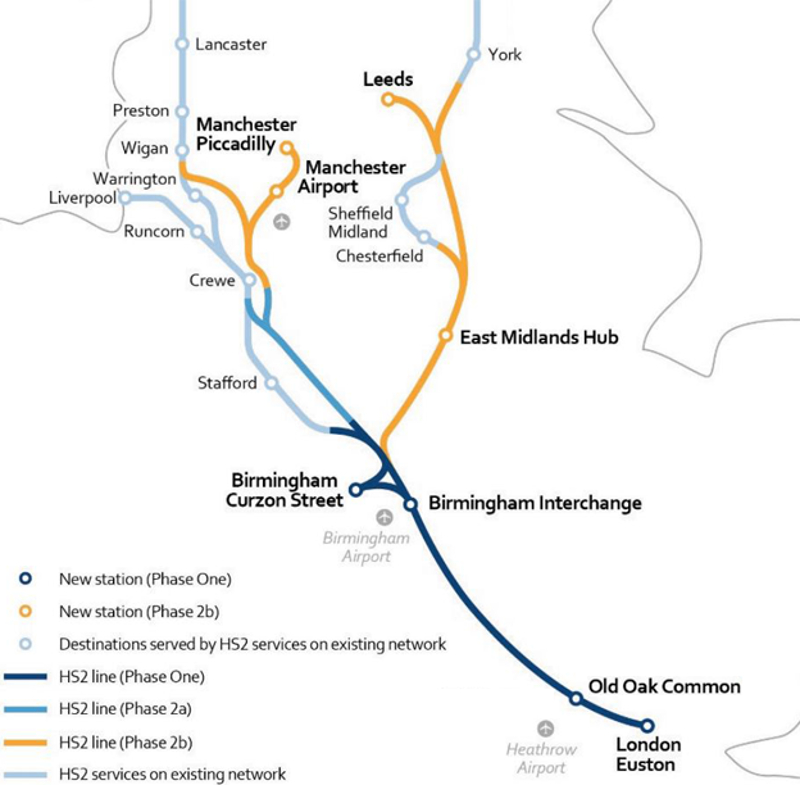 HS2 Rail line map